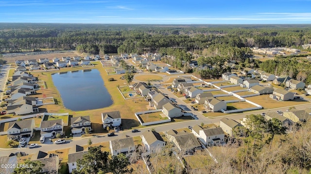 aerial view with a water view and a residential view