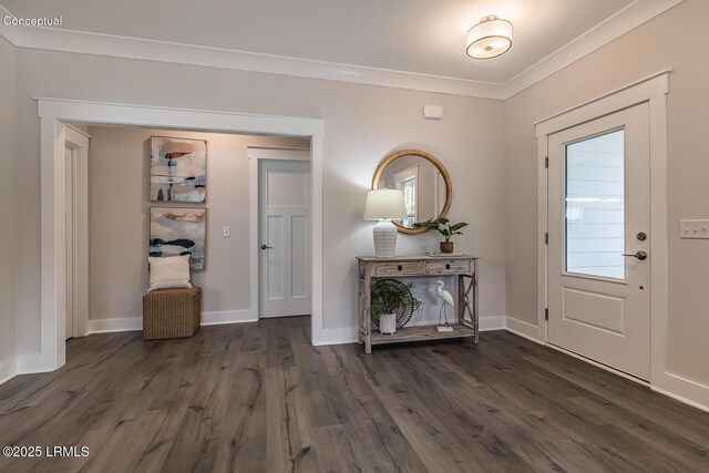 32 Faculty Dr, Beaufort, SC 29907 - foyer featuring ornamental molding and dark wood-type flooring