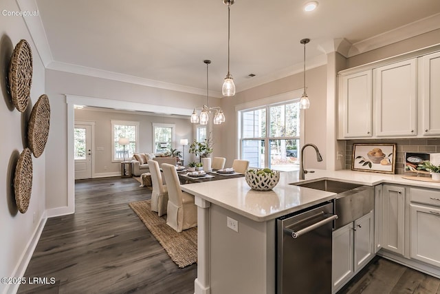 32 Faculty Dr, Beaufort, SC 29907 - kitchen with white cabinetry, dishwasher, sink, and kitchen peninsula