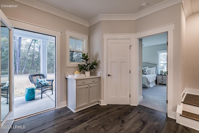 32 Faculty Dr, Beaufort, SC 29907 - interior space with dark hardwood / wood-style flooring and crown molding