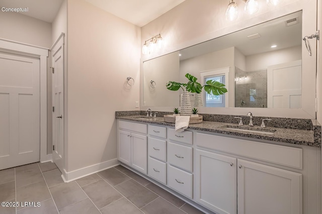 32 Faculty Dr, Beaufort, SC 29907 - bathroom with walk in shower, vanity, and tile patterned flooring