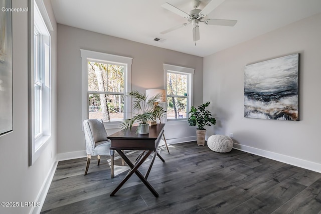 32 Faculty Dr, Beaufort, SC 29907 - home office featuring dark wood-type flooring and ceiling fan