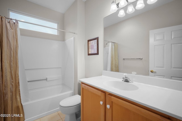 355 Hampton Pl, Bluffton, SC 29909 - bathroom featuring toilet, tile patterned flooring, vanity, and shower / bath combo with shower curtain