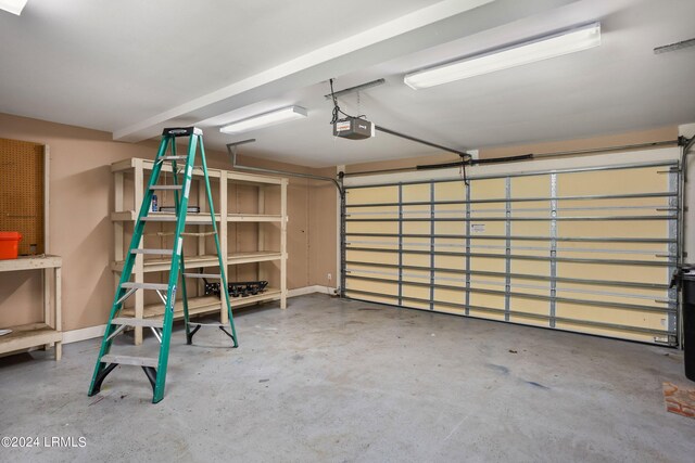 garage with a garage door opener