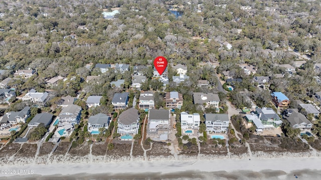 aerial view with a residential view