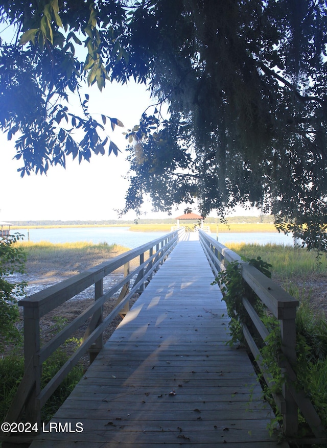 dock area featuring a water view