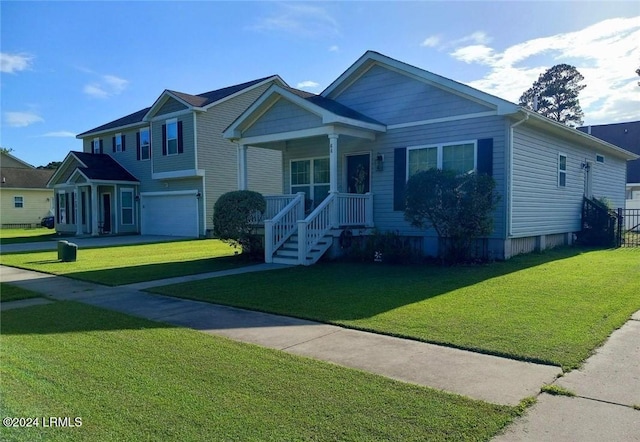 view of front facade with a garage and a front yard