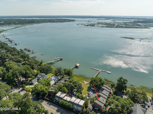 bird's eye view featuring a water view