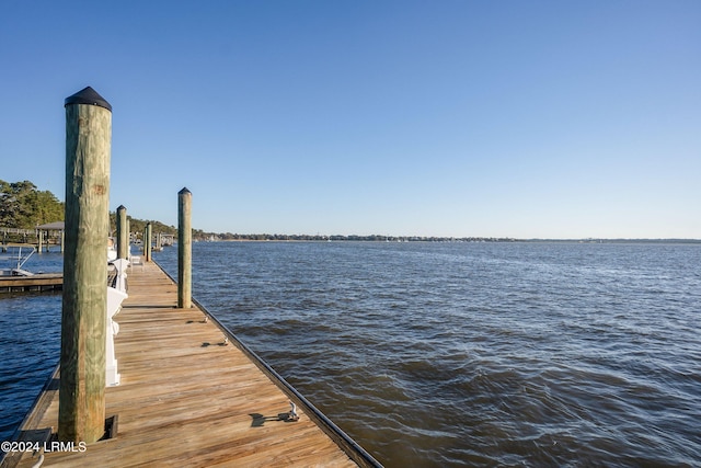 view of dock featuring a water view