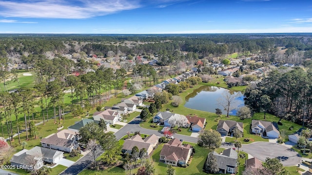 aerial view with a residential view and a water view