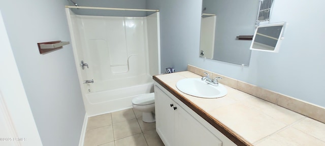 full bathroom featuring tile patterned flooring, toilet, vanity, and shower / bath combination