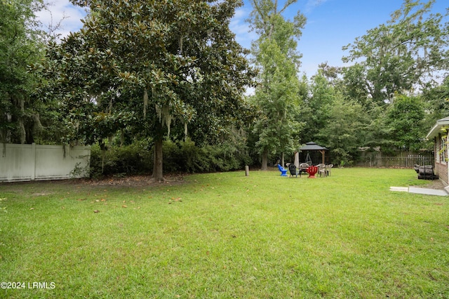 view of yard with a gazebo