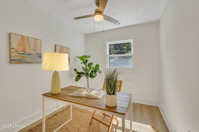 3001 N St, Beaufort, SC 29902 - office area featuring baseboards, wood finished floors, and a ceiling fan