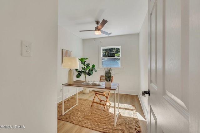 3001 N St, Beaufort, SC 29902 - home office featuring wood finished floors, ceiling fan, and baseboards