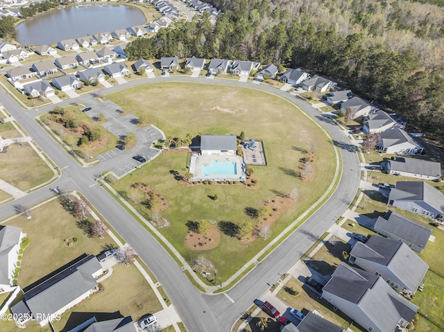 drone / aerial view with a residential view