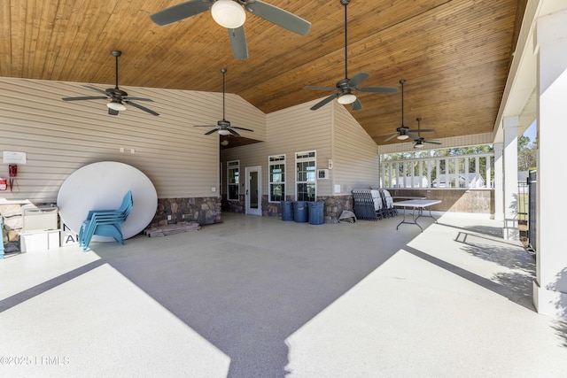 view of patio featuring a ceiling fan