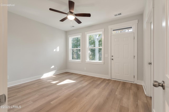 421 Parkside Commons, Bluffton, SC 29910 - entryway featuring light wood finished floors and a ceiling fan
