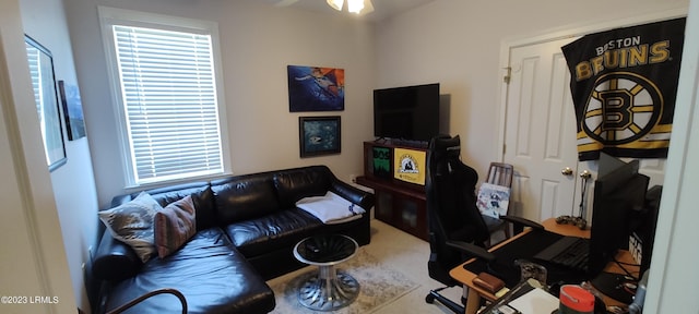 45 Holbrook Dr, Beaufort, SC 29902 - carpeted living area featuring healthy amount of natural light and ceiling fan