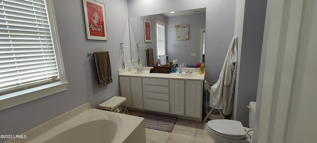 45 Holbrook Dr, Beaufort, SC 29902 - bathroom with a bath, double vanity, and tile patterned floors