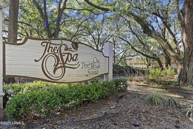 view of community sign