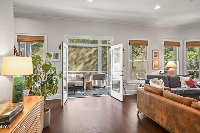 105 Bartram Dr, Beaufort, SC 29902 - living room featuring wood finished floors, crown molding, and recessed lighting