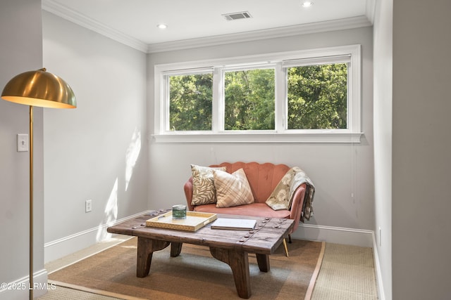 105 Bartram Dr, Beaufort, SC 29902 - living area featuring carpet, recessed lighting, and crown molding