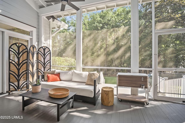 105 Bartram Dr, Beaufort, SC 29902 - sunroom with a ceiling fan and outdoor lounge area