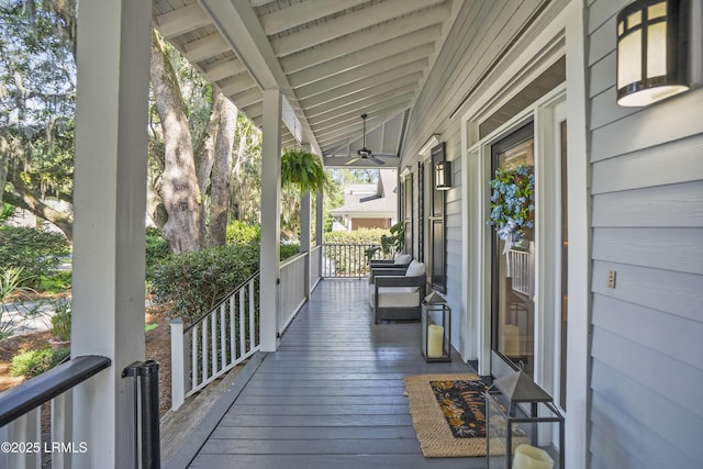 105 Bartram Dr, Beaufort, SC 29902 - wooden porch featuring a ceiling fan