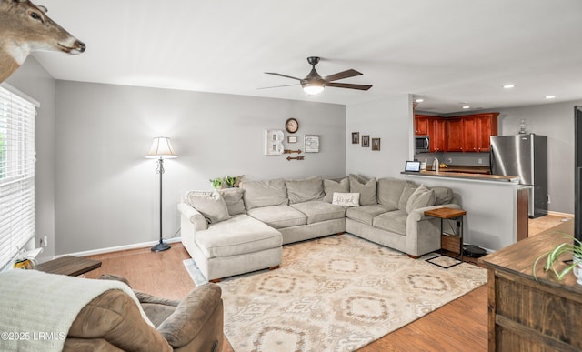 31 Shadow Moss Dr, Beaufort, SC 29906 - living area featuring recessed lighting, light wood-style floors, baseboards, and ceiling fan