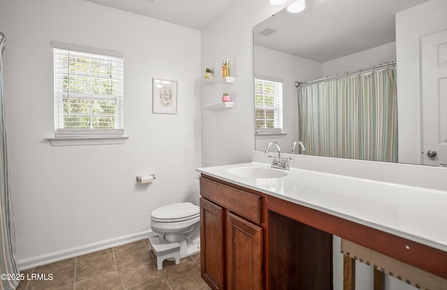 31 Shadow Moss Dr, Beaufort, SC 29906 - bathroom with vanity, tile patterned flooring, toilet, a shower with shower curtain, and baseboards
