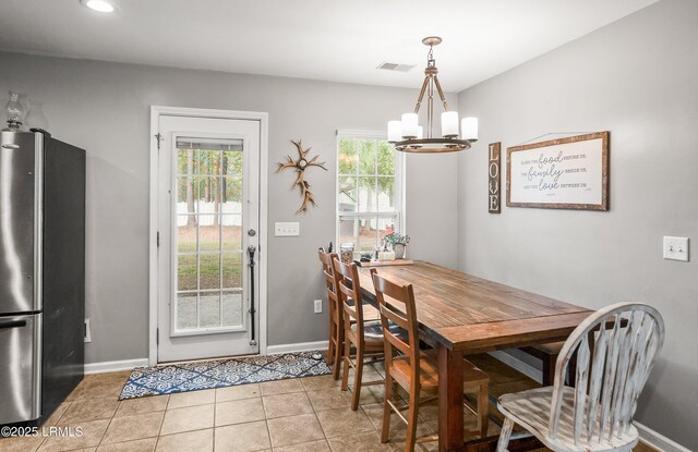 31 Shadow Moss Dr, Beaufort, SC 29906 - dining room featuring a notable chandelier, baseboards, recessed lighting, light tile patterned floors, and visible vents