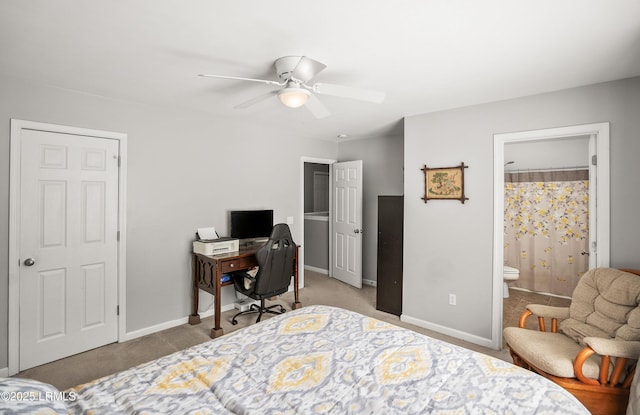 31 Shadow Moss Dr, Beaufort, SC 29906 - bedroom with carpet, ensuite bathroom, baseboards, and a ceiling fan