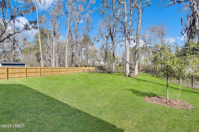 view of yard featuring a fenced backyard