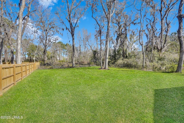 view of yard featuring a fenced backyard