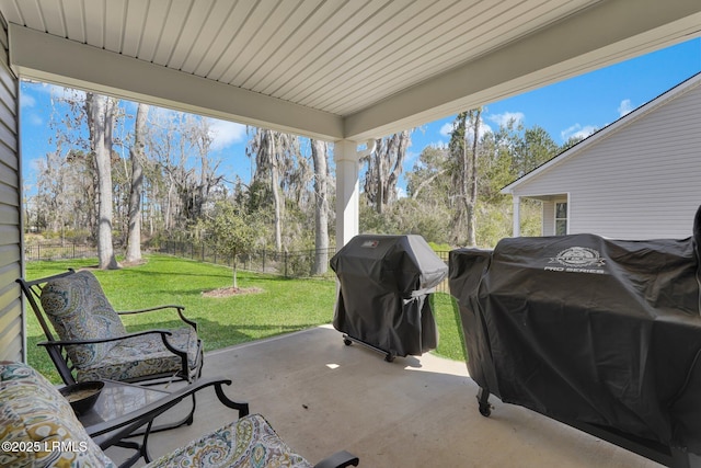 view of patio / terrace featuring grilling area and a fenced backyard