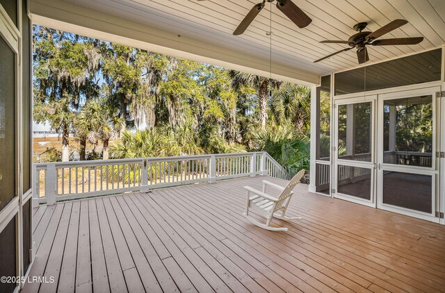 deck featuring ceiling fan