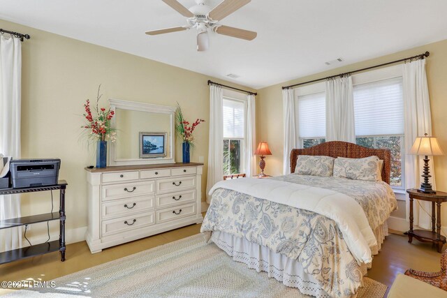 bedroom featuring ceiling fan