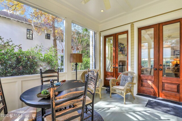 sunroom / solarium with french doors