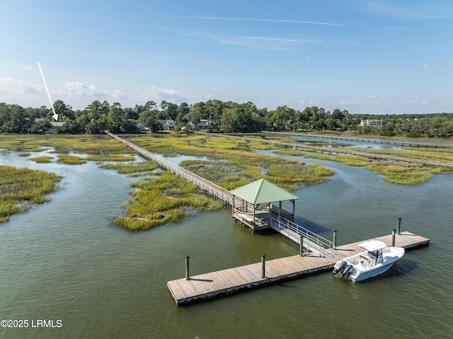 dock area featuring a water view