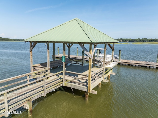 dock area featuring a water view