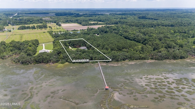 drone / aerial view with a rural view and a wooded view