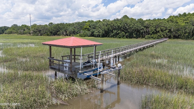 view of dock featuring a water view