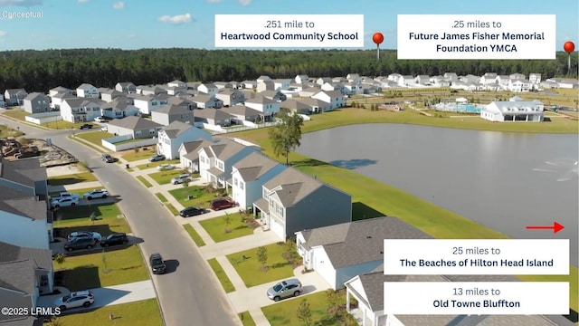 1510 Sanctum St, Ridgeland, SC 29936 - aerial view of residential area with a nearby body of water