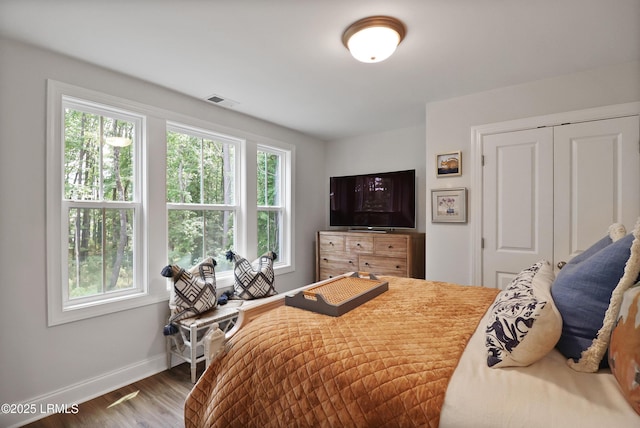 17 Marlowe Way Unit 1, Bluffton, SC 29910 - bedroom with multiple windows, baseboards, wood finished floors, and a closet