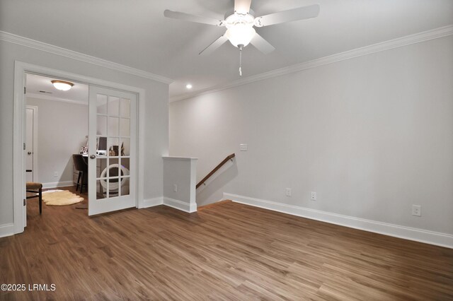 17 Marlowe Way Unit 1, Bluffton, SC 29910 - unfurnished room with ornamental molding, wood finished floors, baseboards, and a ceiling fan