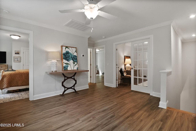 17 Marlowe Way Unit 1, Bluffton, SC 29910 - spare room with wood finished floors, baseboards, ornamental molding, ceiling fan, and recessed lighting