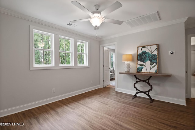 17 Marlowe Way Unit 1, Bluffton, SC 29910 - unfurnished room with ornamental molding, wood finished floors, baseboards, and ceiling fan