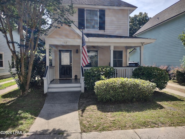 view of front of property featuring covered porch