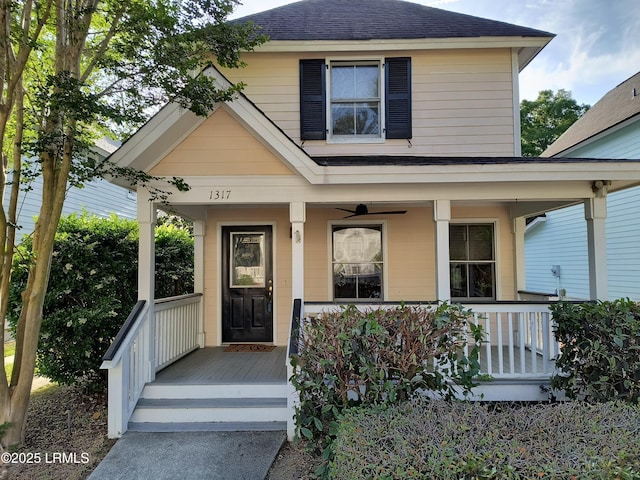 1317 Broad St, Beaufort, SC 29902 - view of front of home with covered porch and a shingled roof
