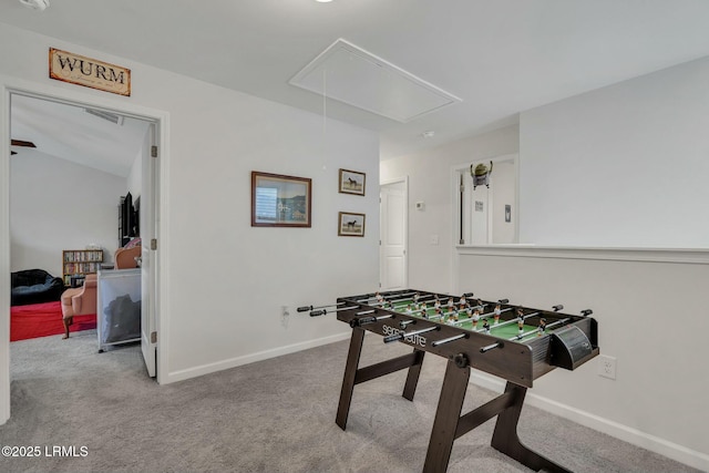 recreation room with carpet floors